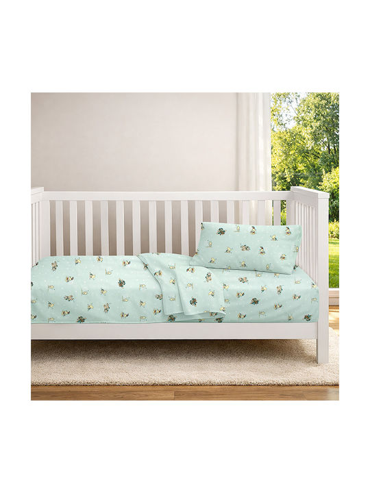 Dimcol Set Baby Crib Cotton Sheets Bear's Playtime 593 Multicolour 120x160cm 3 Pieces