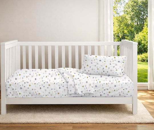 Dimcol Set Baby Crib Cotton Sheets Whimsical Mountainside 588 Multicolour 120x160cm 3 Pieces