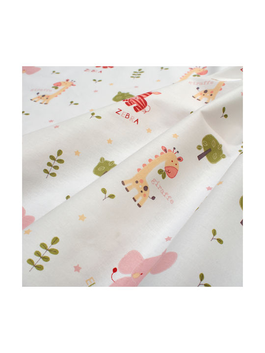 Dimcol Set Baby Crib Cotton Sheets Happy Safari 712 Multicolour 120x160cm 3 Pieces