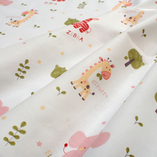 Dimcol Set Baby Crib Cotton Sheets Happy Safari 712 Multicolour 120x160cm 3 Pieces
