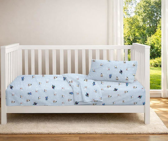 Dimcol Set Baby Crib Cotton Sheets Bear's Playtime 591 Multicolour 120x160cm 3 Pieces