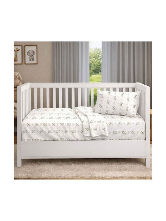 Dimcol Bären Baby Bettlaken Weiß 80x110cm