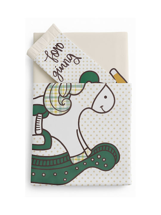 Beboulino Horse Baby Sheets Set Crib Cotton White 95x150cm 3pcs