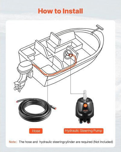Hydraulische Steuerpumpe Vevor 150 Hp Bootsruder & Steuerungen Pumpe Maximale Betriebsdruck 6,9 Mpa/1000 Psi Gehäuse aus Aluminiumlegierung Rückschlagventil Austauschbare Dichtung Wellenantrieb Außenbordfischerboote