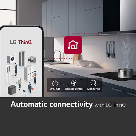 LG Свободностоящ Кухненски Аспиратор 90см Inox с Wi-Fi