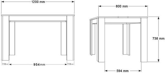 Wooden Scandinavian Dining Table 120x80x73.8cm