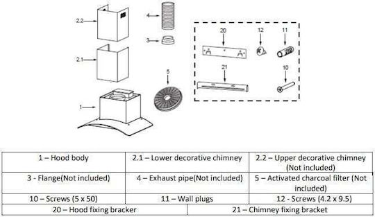 Heinner Chimney Vent Hood 60cm Inox