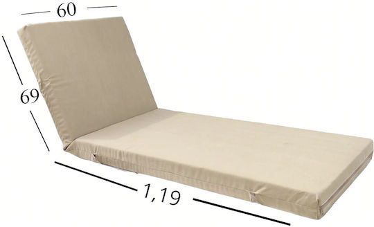 Politishome Waterproof Sunbed Cushion with Backrest Ecru 60x188 cm