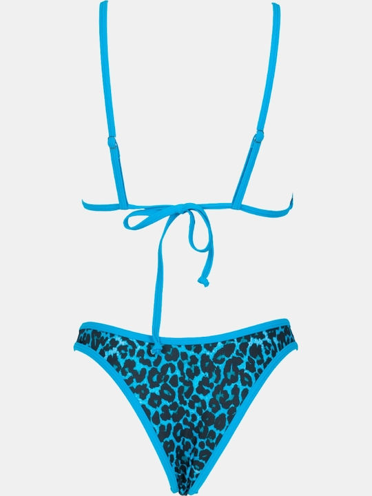 Bikini Set Triangle Animal Print Blue
