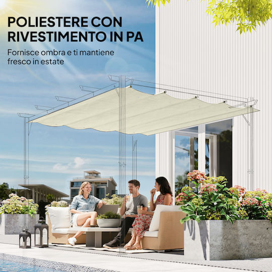 Outsunny Acoperiș Pentru Foișor Bej Cu Strat PU 2.85x2m
