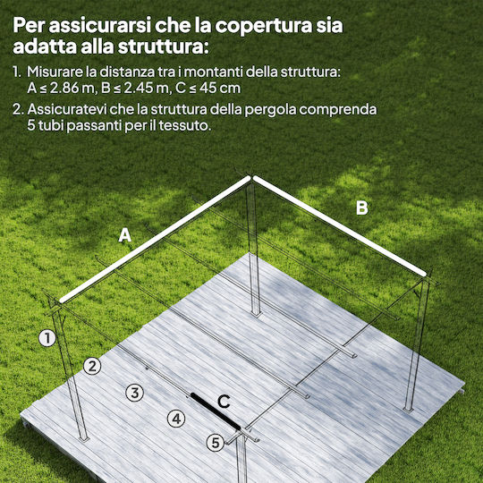 Outsunny Acoperiș Pentru Foișor Bej Cu Strat PU 2.85x2m