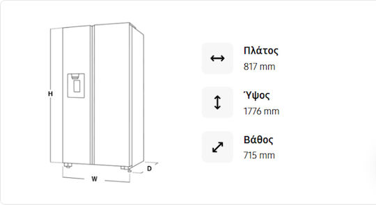 Samsung 495lt NoFrost Î177.6xL81.7xA71.5cm. Inox RF50C530ES9/EF