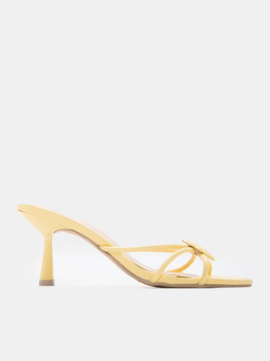 Mules With High Heel In Yellow Colour