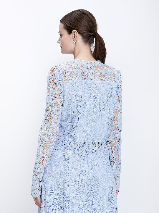Lace Long Women's Blazer Light Blue