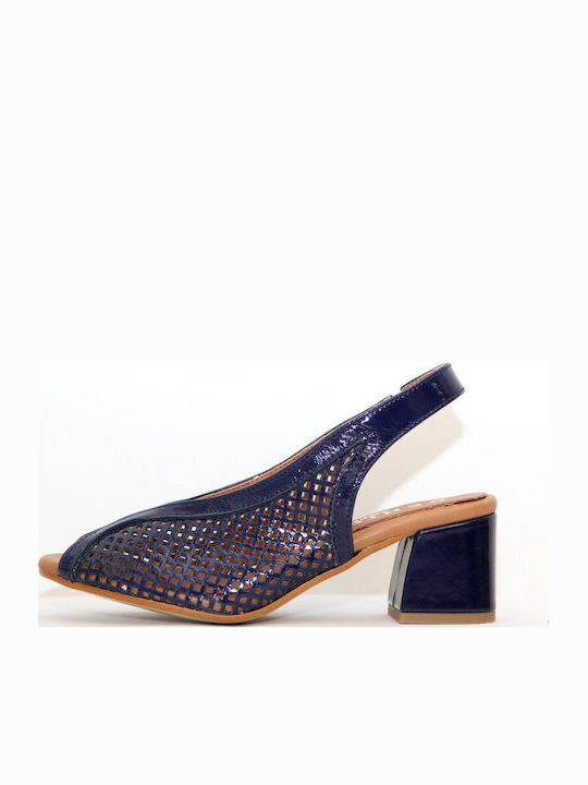 Leder Peep Toe Pumps mit Mittelhohem Absatz Schwarz