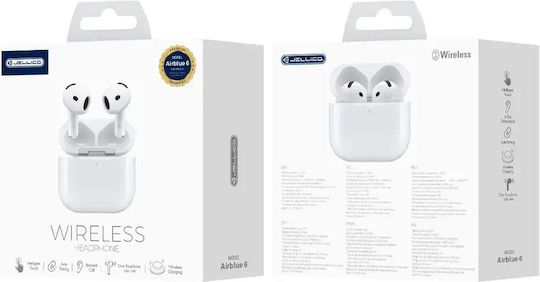 Jellico Airblue 6 Earbud Bluetooth Handsfree Ακουστικά με Θήκη Φόρτισης Λευκά