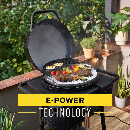 Char-Broil Patio Bistro E2COAL Floor Electric Grill With Grate and Grooved Plate 2100W Inox With Lid 44.4x44.4cm