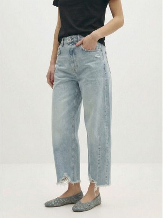 Blugi Damă Talie Înaltă Croială Relaxată 22POLLINA-Light Blue Denim