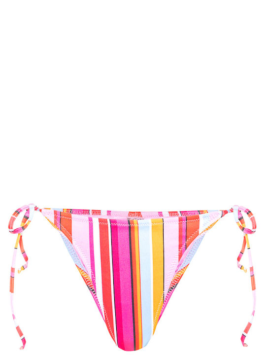 Bikinihosen Slip mit Schnürung Rot- Hellblau- Fuchsia