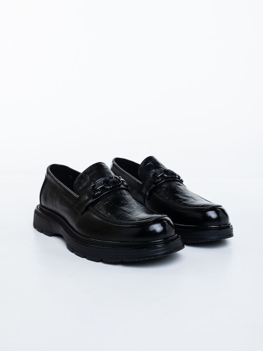 Loafers Din Piele Pentru Bărbați În Culoare Neagră