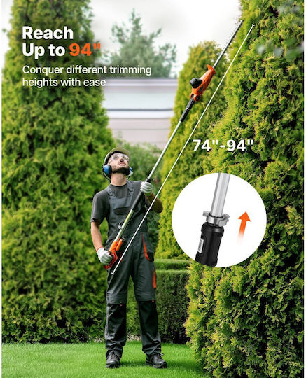 Vevor WXDDLLJ20AHGETIDM001V2 Telescopic Battery Hedge Trimmer 20V with Blade Length 45.72cm