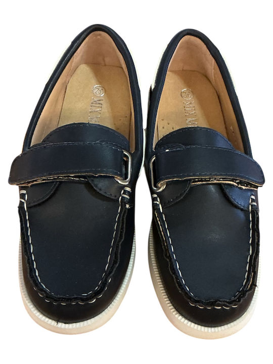 Kinder Slipper & Mokassins mit Schnürsenkeln Leder Navy Blau
