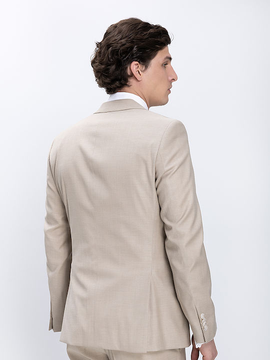 Herrenanzug mit Weste mit Schlanke Passform Beige Hell