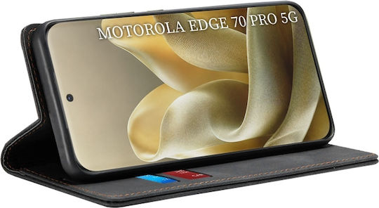 Husă Premium Eco Piele Wallet Motorola Edge 70 Pro Set Autocolante Wallet Interior Husă Confortabilă Neagră