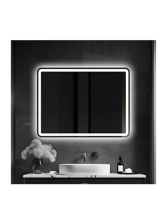 Futura Καθρεφτης Μπανιου Ορθογωνιος Led 80x60cm Αμμοβολη