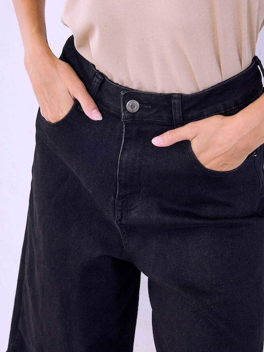 Celestino Jorts Denim High Waist Loose Fit Black