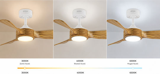 Gruppe F42206 Ceiling Fan 106cm with Light Fixture Brown / White