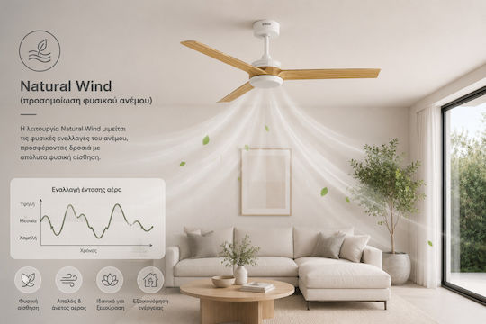 Gruppe 52-13273FDC Ventilator De Tavan 132cm Lemn