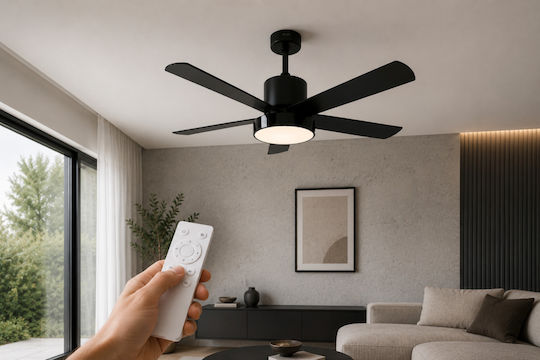Gruppe 48-12115DC Ventilator De Tavan 122cm Cu Lentile De Mărire Negru