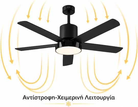 Gruppe 48-12115DC Ventilator De Tavan 122cm Cu Lentile De Mărire Negru