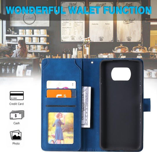 Two Lines Wallet Case Blue Xiaomi Poco X3 NFC/X3 Pro