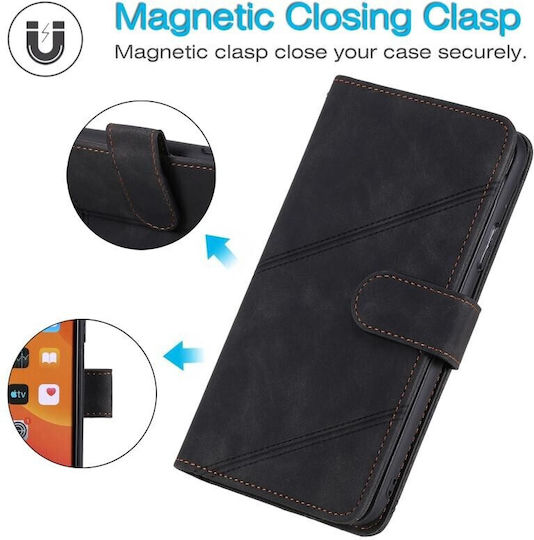Two Lines Mobile Phone Case Wallet Black Xiaomi Poco X3 NFC/X3 Pro