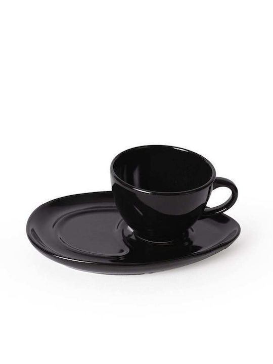SteweHome Set Ceramic Black Coffee Cups 215ml 4 Pieces