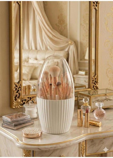 Stewehome Makeup Organizer 7 Compartments Bathroom Toothbrushes White