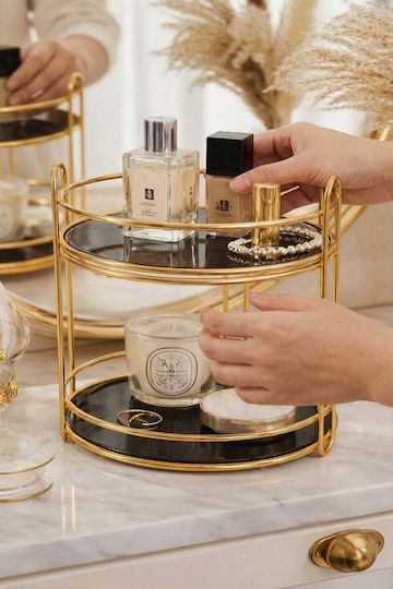 Stewehome 2 Tier Gold Metal Organizer Presentation Serving Multicolour 27.5 Cm
