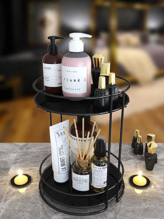 Stewehome Double Metal Bathroom Organizer Cosmetics Jewelry Spices Yellow