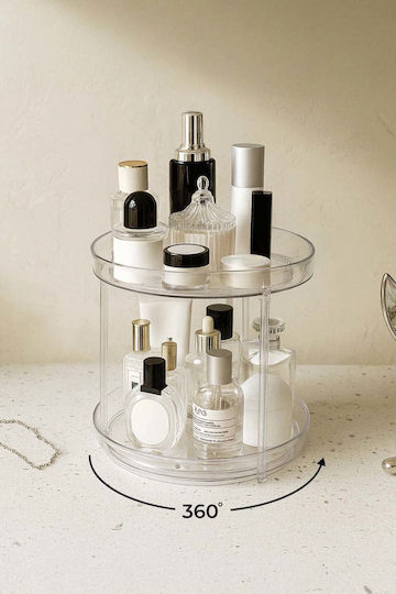 Stewehome Zweistöckiger Transparenter Drehbarer Make-up Zubehör Organizer für Küche Tisch Bad Transparent 23.5x24 cm