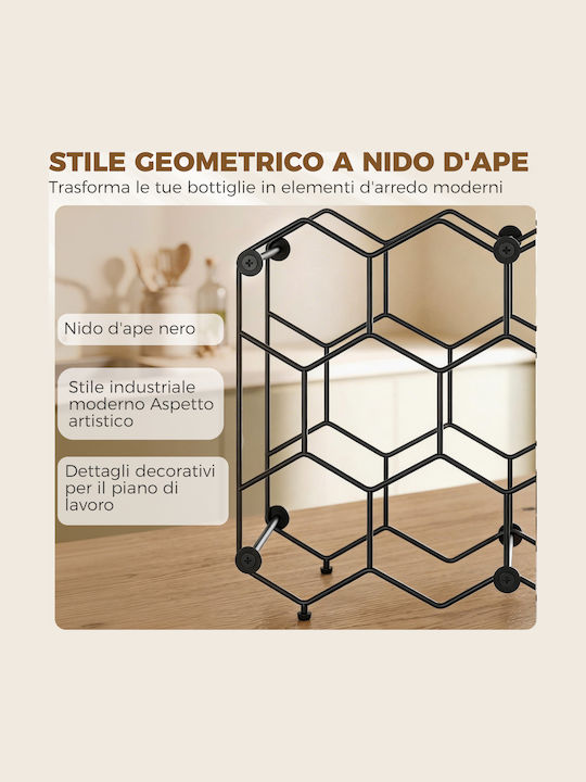 HomCom Suport de sticle de masă metalic negru