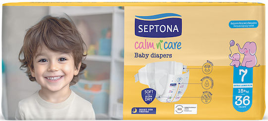 Septona Πάνες με Αυτοκόλλητο Calm N' Care No. 7 για 15+kg 36τμχ