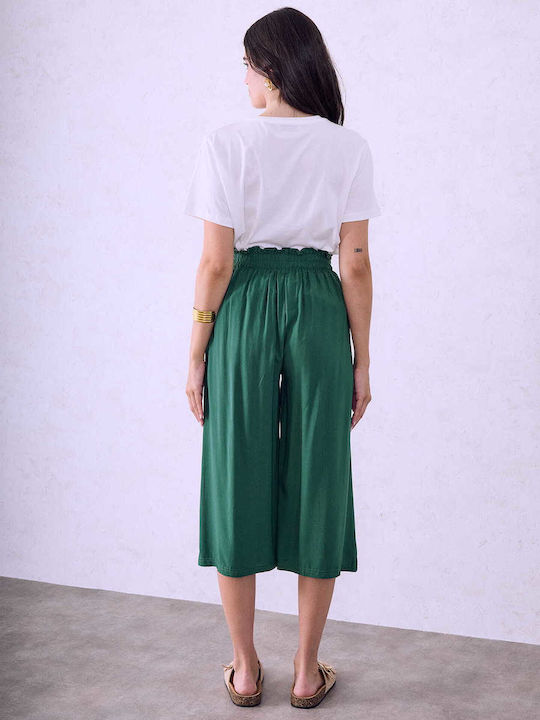 Celestino Γυναικεία Ψηλόμεση Ζιπ Κιλότ με Λάστιχο Loose Fit Celestino Γυναικεία Ψηλόμεση Ζιπ Κιλότ με Λάστιχο Loose Fit