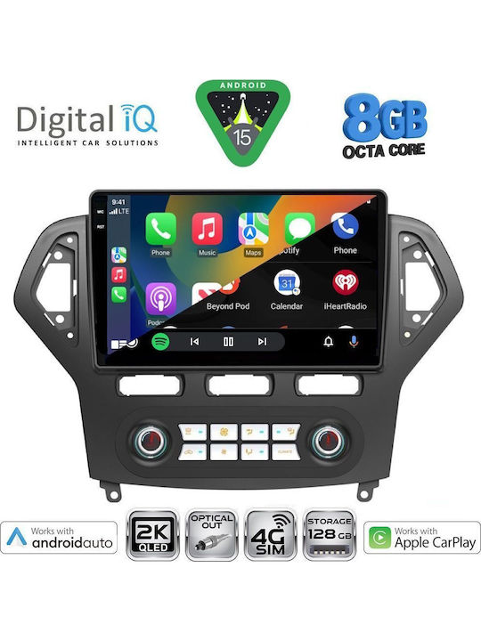 Digital IQ Car Audio System for Ford Mondeo 2007-2011 with Clima (Bluetooth/USB/WiFi/GPS/Apple CarPlay/Android Auto) with 10" Touch Screen