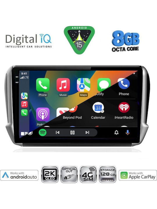 Digital IQ Car Audio System for Peugeot 2008 2012-2021 Bluetooth USB WiFi GPS Apple CarPlay Android Auto with 10" Touch Screen