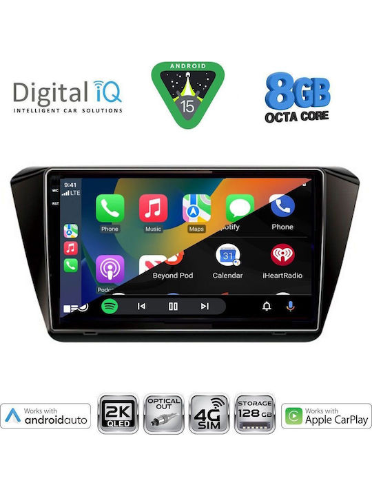 Digital IQ Car Audio System for Skoda Superb 2015-2023 with Clima (Bluetooth/USB/WiFi/GPS/Apple CarPlay/Android Auto) with 10" Touch Screen