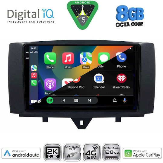Digital IQ Ηχοσύστημα Αυτοκινήτου για Smart ForTwo 2010-2015 (Bluetooth/USB/WiFi/GPS/Apple-Carplay/Android-Auto) με Οθόνη Αφής 9"