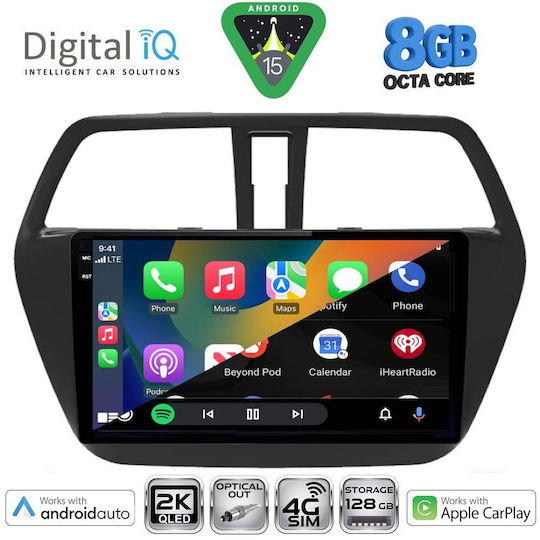 Digital IQ Car Audio System for Suzuki SX4 S-Cross 2014-2021 Bluetooth USB WiFi GPS Apple CarPlay Android Auto with 9" Touch Screen