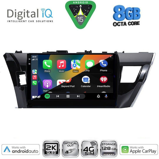 Digital IQ Car Audio System for Toyota Corolla 2013-2016 (Bluetooth/USB/WiFi/GPS/Apple CarPlay/Android Auto) with 10" Touch Screen